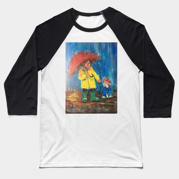 Red umbrellas Baseball T-Shirt by JedethDT